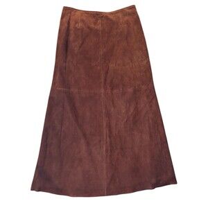 Danier High Waisted Long Chocolate Brown Leather Skirt Women’s 12 Lined
